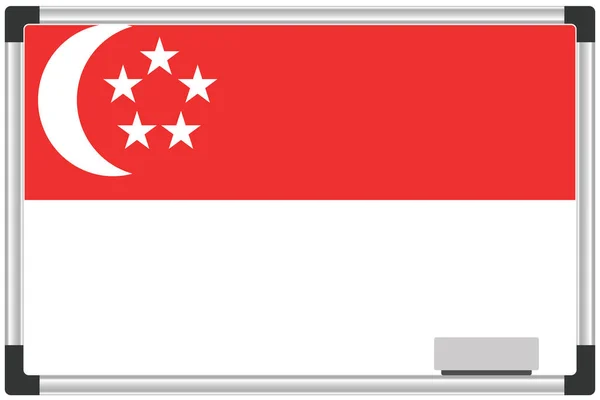 Bandera Ilustrada Una Pizarra Blanca Para País Singapur — Vector de stock