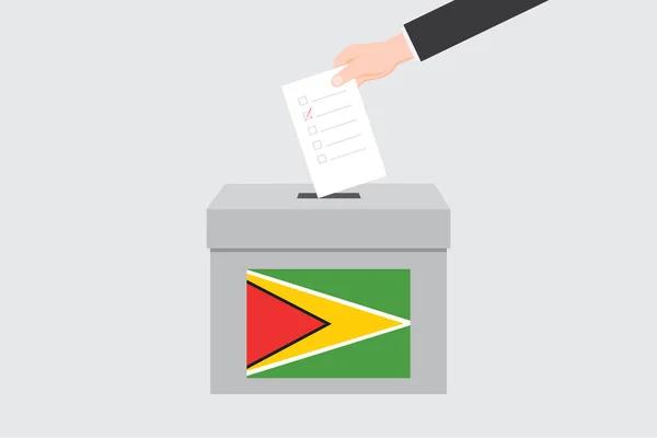 Ballot Box Met Een Geïllustreerde Vlag Voor Het Land Guyana — Stockvector