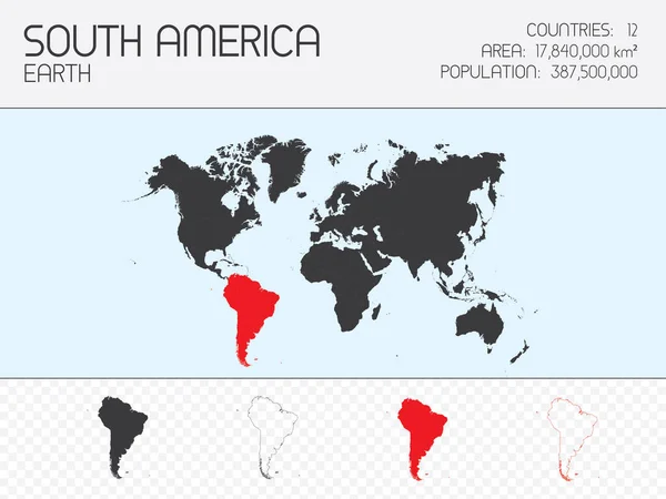 Continent Vorm Illustratie Van Zuid Amerika — Stockvector