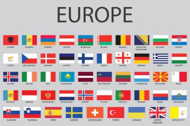 Avrupa 'nın Kıta Bayrakları İllüstrasyonu