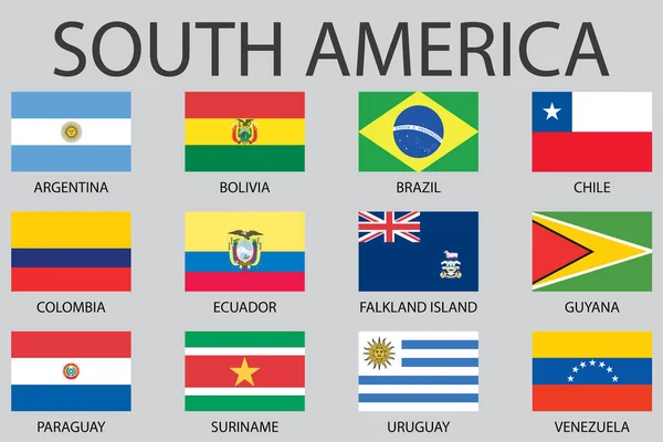 Kontinent Flaggor Illustration Sydamerika — Stock vektor