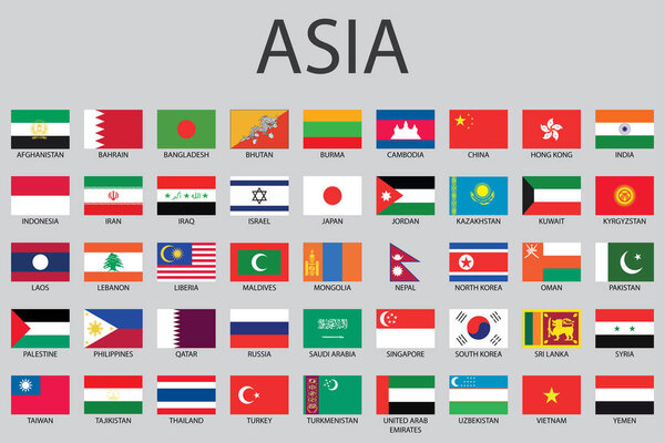 A Continent Flags Illustration of  Asia