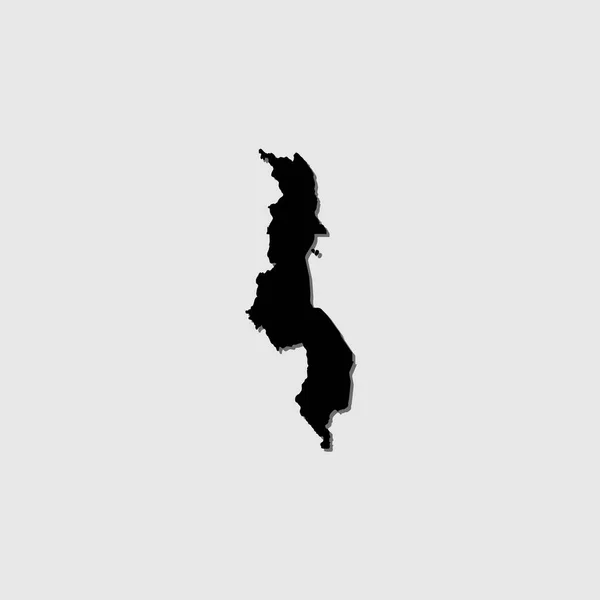 Illustrerad Country Shape Med Drop Shadow Malawi — Stock vektor