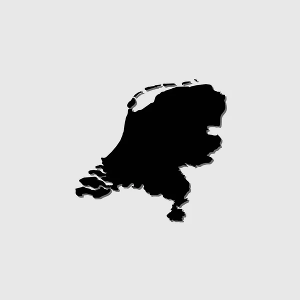 Illustrated Country Shape Drop Shadow Netherlands — Stock Vector
