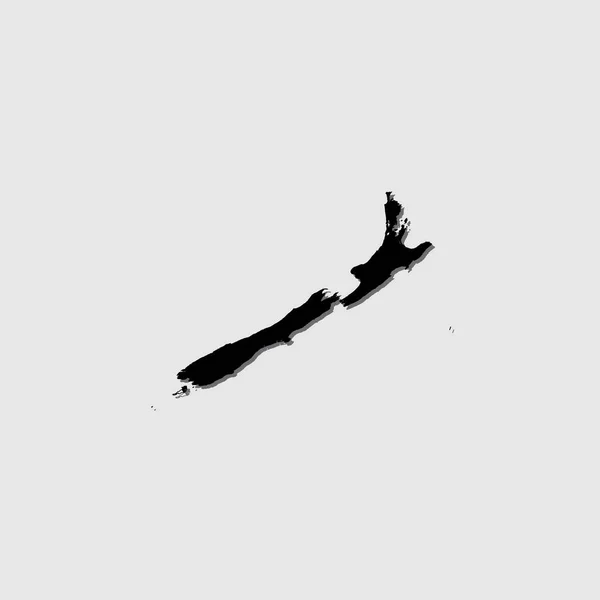 Ένα Εικονογραφημένο Σχήμα Χώρας Drop Shadow Της Νέας Ζηλανδίας — Διανυσματικό Αρχείο