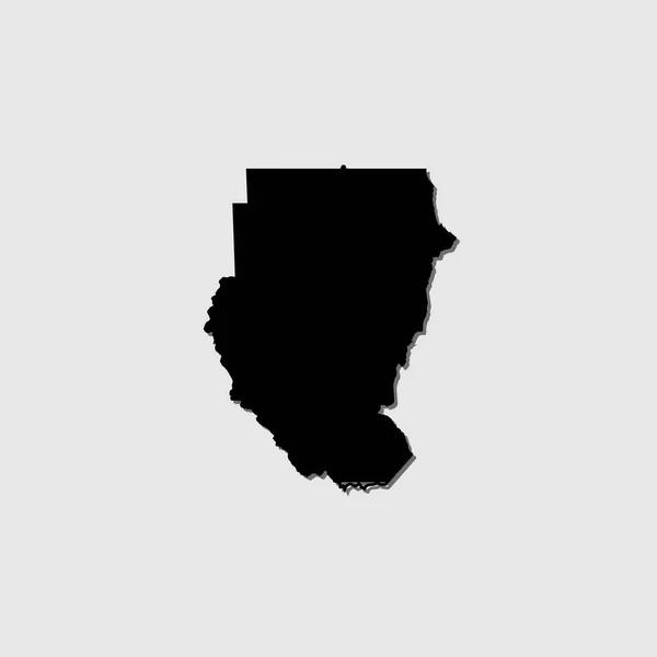 Una Forma Paese Illustrata Con Ombra Goccia Del Sudan — Vettoriale Stock