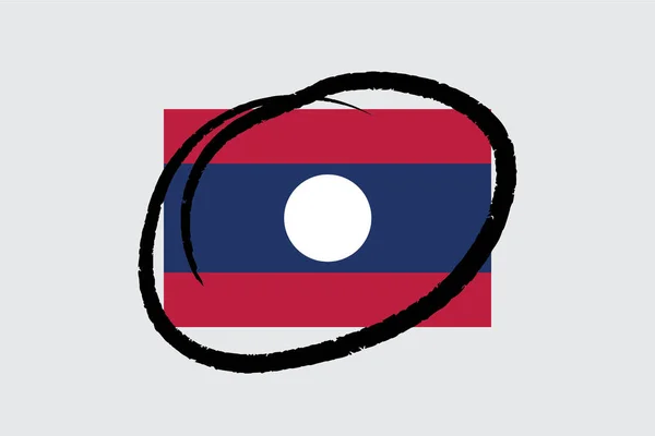 Bandeiras 4Mp Meio Circuladas Laos Laos — Vetor de Stock