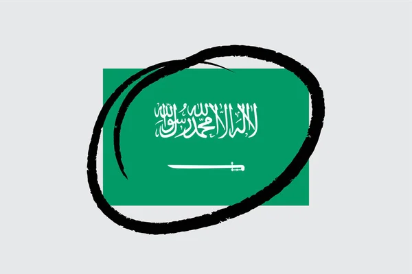 Bandeiras 4Mp Meio Circuladas Arábia Saudita Arábia Saudita — Vetor de Stock