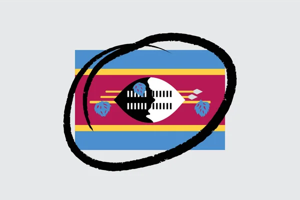 Bandeiras 4Mp Meio Circuladas Suazilândia Suazilândia — Vetor de Stock