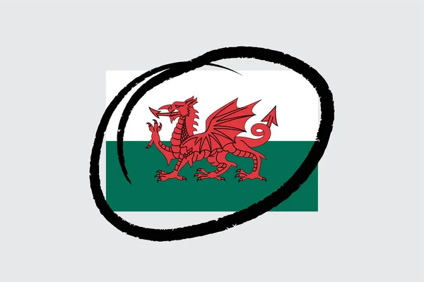 Flags 4Mp Half Circled_Wales Wales — 스톡 벡터
