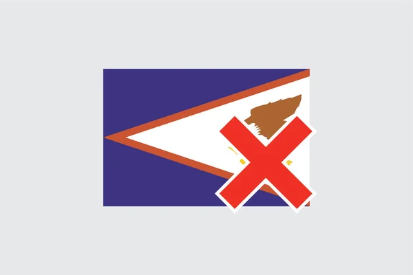 Bandeiras 4Mp Half Cross American Samoa Americana Samoa —  Vetores de Stock