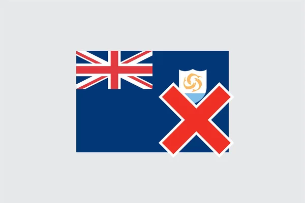 Vlaggen 4Mp Half Cross Anguilla Anguilla — Stockvector