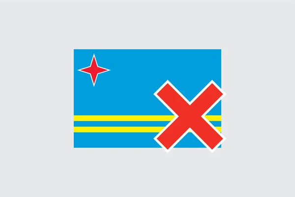 Flags 4Mp Half Cross_Aruba Aruba — 스톡 벡터