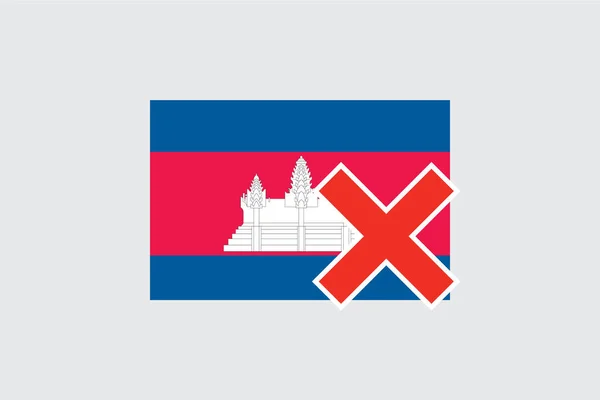 Drapeaux 4Mp Half Cross Cambodia Cambodge — Image vectorielle