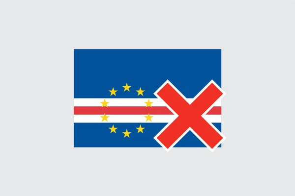 Флаги 4Mp Half Cross Cape Verde Cape Verde — стоковый вектор