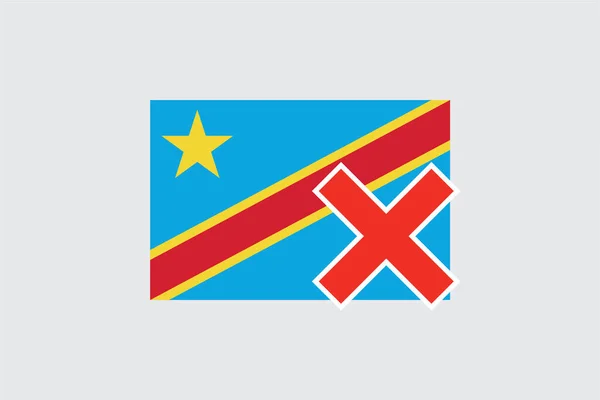 Flags 4Mp Half Cross Democratic Republic Congo刚果民主共和国 — 图库矢量图片