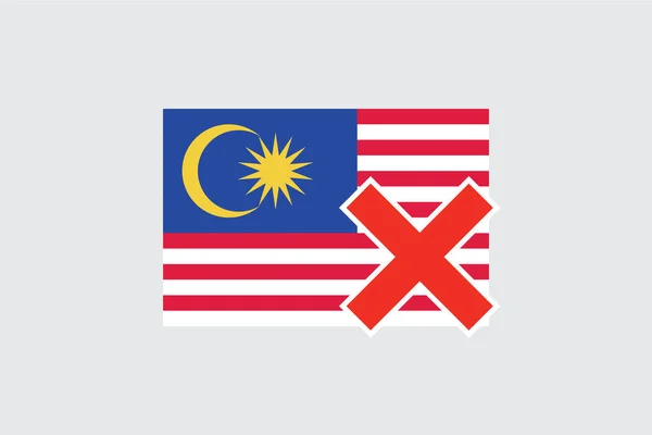 Drapeaux 4Mp Half Cross Malaisie Malaisie — Image vectorielle