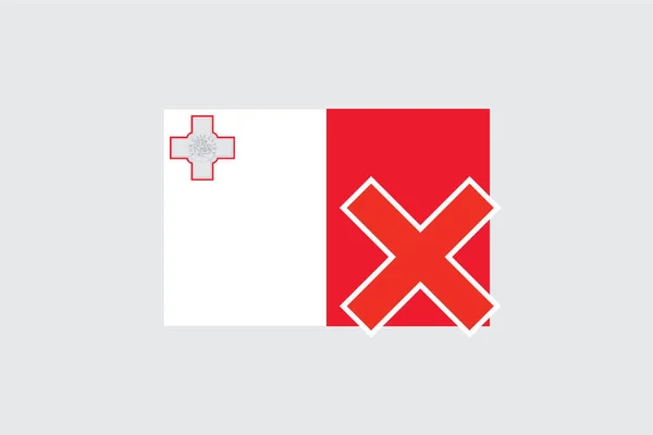 Banderas 4Mp Half Cross Malta Malta — Vector de stock