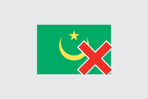 Flags 4Mp Half Cross_Mauritania Mauritania — 스톡 벡터