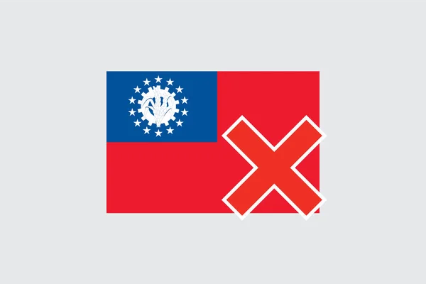 Flags 4Mp Half Cross Myanmar — стоковый вектор