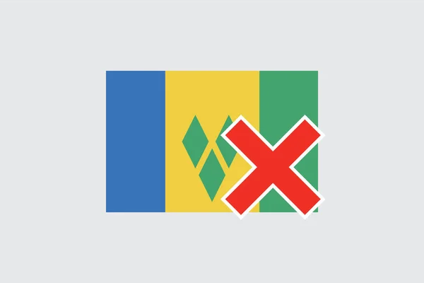 Vlaggen 4Mp Half Cross Saint Vincents Grenadines Saint Vincents Grenadines — Stockvector