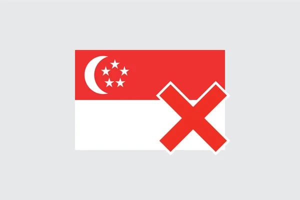 Banderas 4Mp Half Cross Singapur Singapur — Vector de stock