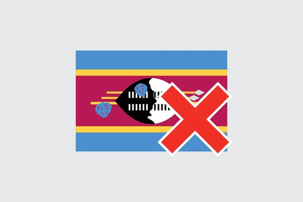 Flags 4Mp Half Cross Swaziland斯威士兰 — 图库矢量图片