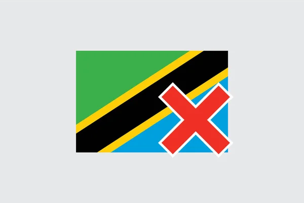 Flagi 4Mp Half Cross Tanzania — Wektor stockowy