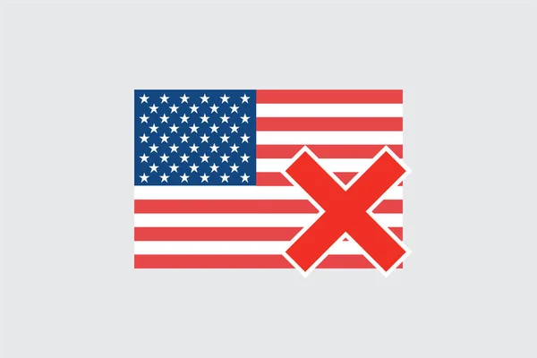 Flags 4Mp Half Cross United States America美利坚合众国 — 图库矢量图片
