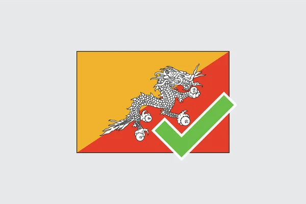 Vlaggen 4Mp Half Tick Bhutan Bhutan — Stockvector