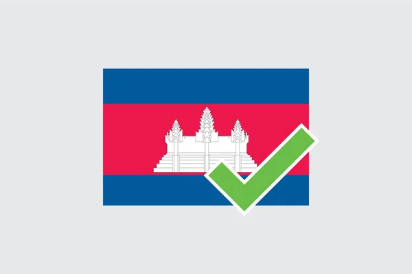 Drapeaux 4Mp Half Tick Cambodia Cambodge — Image vectorielle