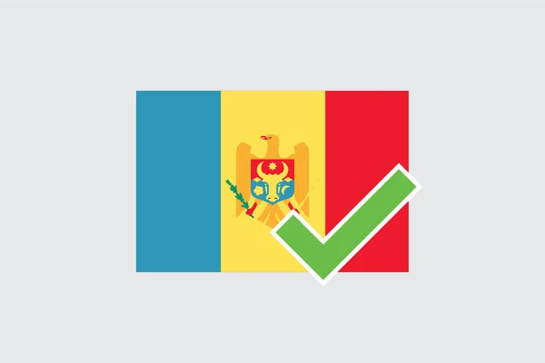 Banderas 4Mp Half Tick Moldova Moldova — Archivo Imágenes Vectoriales