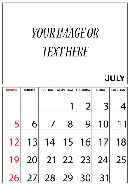 Illustrazione di un calendario semplice 2015 anno — Foto Stock