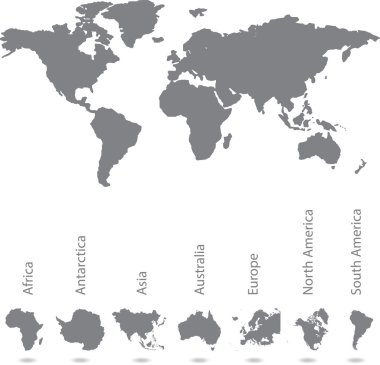 Resimli dünya ile tüm kıtalar Haritası