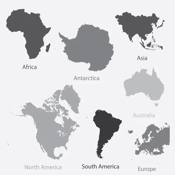 Illustrazione dei continenti dei mondi su sfondo bianco — Vettoriale Stock