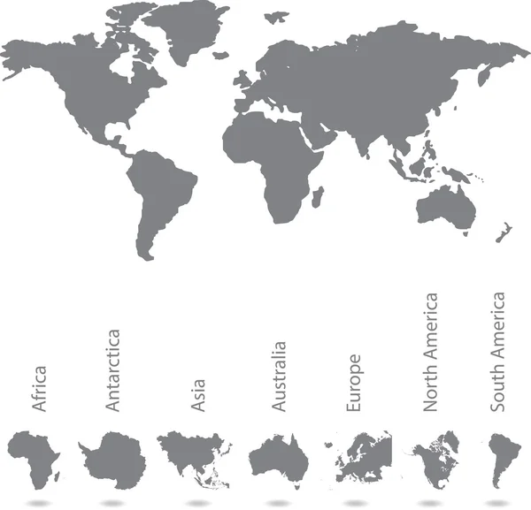 Mapa ilustrado del mundo con todos los continentes — Vector de stock