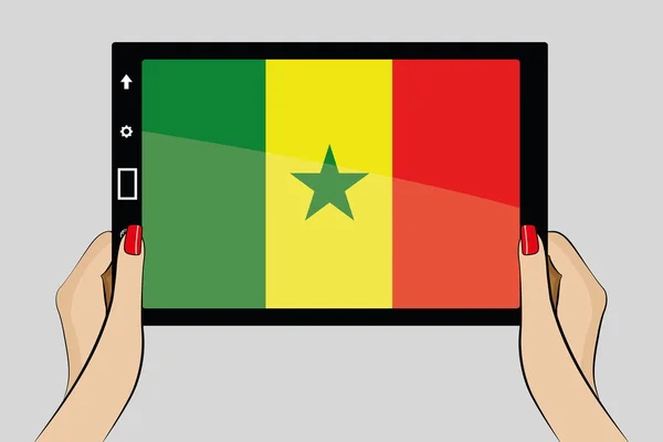 Tablet z flaga Senegalu — Wektor stockowy