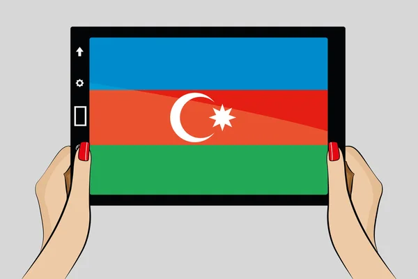 Azerbaycan bayrağı ile tablet — Stok Vektör