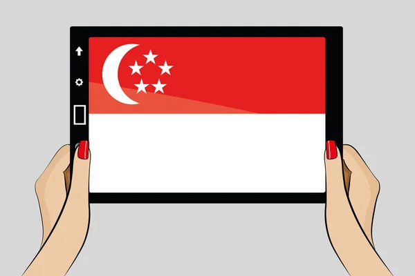 Tablet met vlag van singapore — Stockvector