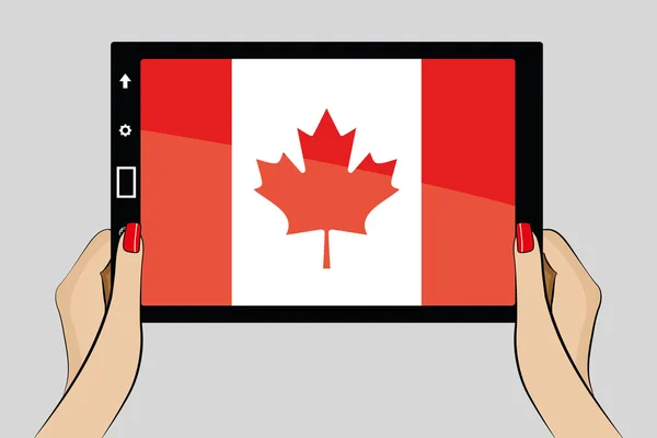 Kanada bayrağı ile tablet — Stok Vektör