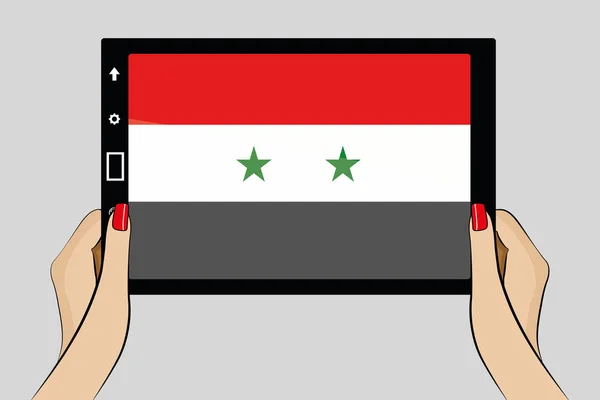 Tablet with flag of Syria — Stock Vector