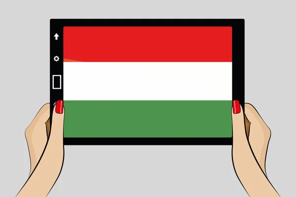 Tablet with flag of Hungary — Stock Vector