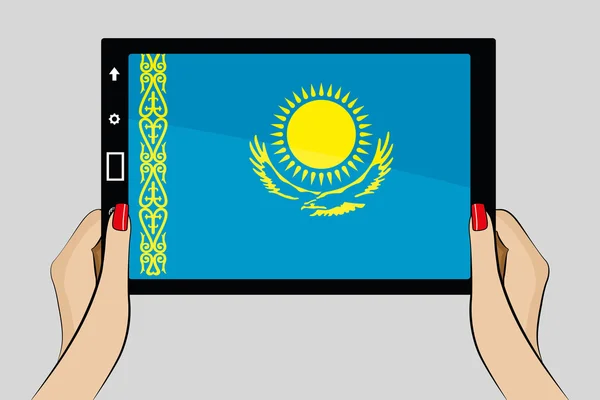 Tablet with flag of Kazakhstan — Stock Vector