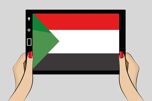 Tablet with flag of Sudan — Stock Vector