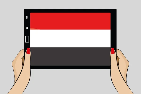 Tablet with flag of Yemen — Stock Vector