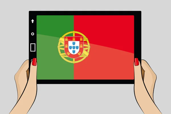 Tablet z flaga Portugalii — Wektor stockowy