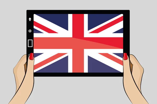 Tablet met vlag van Verenigd Koninkrijk — Stok Vektör
