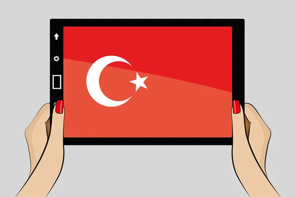 Türkiye'nin bayrak ile tablet — Stok Vektör