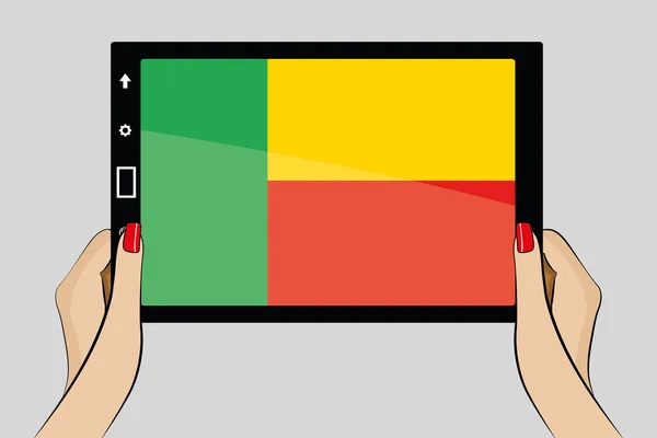 Tablet com bandeira de Benin — Vetor de Stock