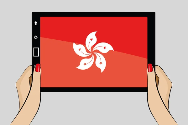 Hong kong bayrağı ile tablet — Stok Vektör